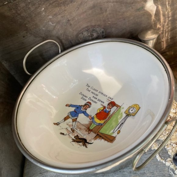 40's Warming Dish Porcelain Ceramic Baby / Childs Bowl - Picture 7 of 13